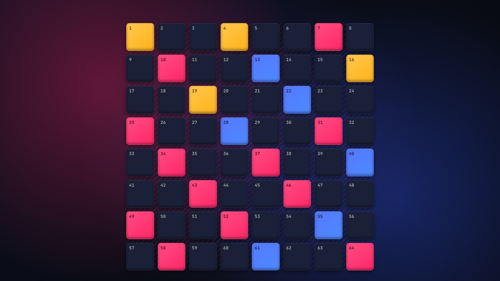 Игровое поле 8×8 с цветами команд